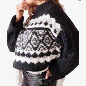 Free People Alpine Pullover Sweater Onyx Combo Size XS NWT